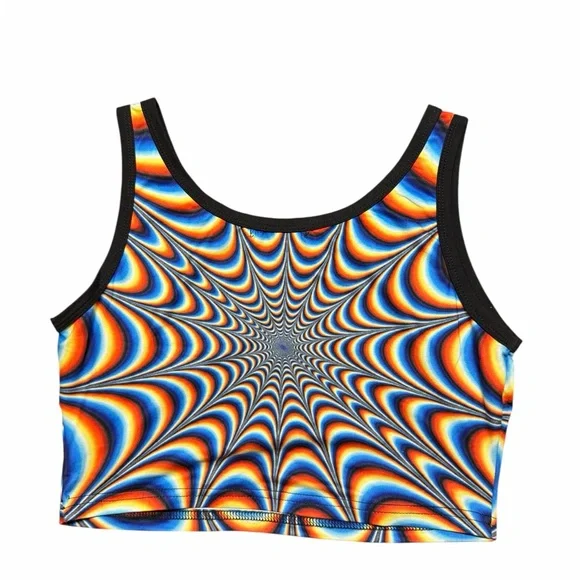 2+1 Free Rave Multicolor Psychedelic Crop Top - Picture 2 of 2